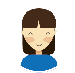 eine Frau mit einem blauen Hemd und einem Lächeln